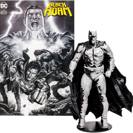 McFarlane Toys, 7-Inch DC Direct Black Adam Gold Label Batman Action (Line Art Variant) Figure with 22 Moving Parts, Collectible DC Black Adam Comic Figure with Unique Comic Book – Ages 12+