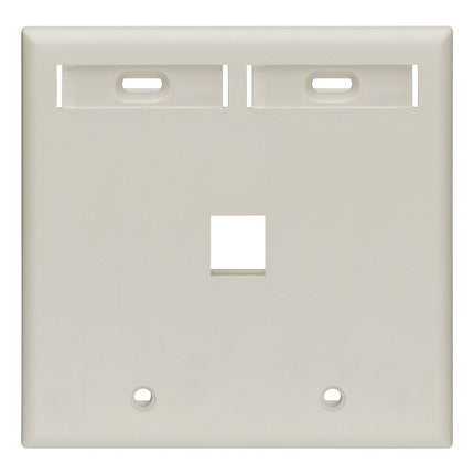 Leviton 42080-1TP 1-Port Dual Gang QuickPort Wallplate with ID Windows, Light Almond