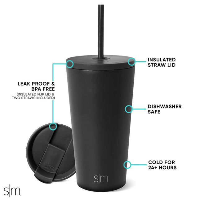 Simple Modern Insulated Tumbler with Lid and Straw | Iced Coffee Cup Reusable Stainless Steel Water Bottle Travel Mug | Gifts for Women Men Her Him | Classic Collection | 16oz | Blush