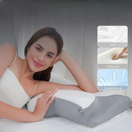 Memory Foam Pillow, 2 in 1 Cervical Pillow for Neck Pain Relief, Ergonomic Neck Support Pillows for Side, Back & Stomach Sleepers with Removable Pillowcase