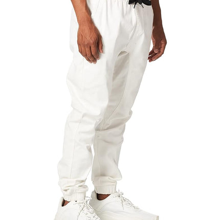 WT02 Men's Twill Jogger Pants, White(All Season), Medium
