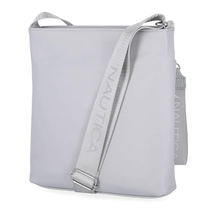 Nautica Women's Diver Nylon Small Crossbody Bag Purse with Adjustable Shoulder Strap Cross Body, Ice Grey, One Size