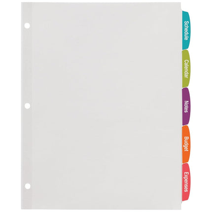 Intercalaires grand onglet imprimables Avery, blancs, 5 onglets, 20 jeux (14434)