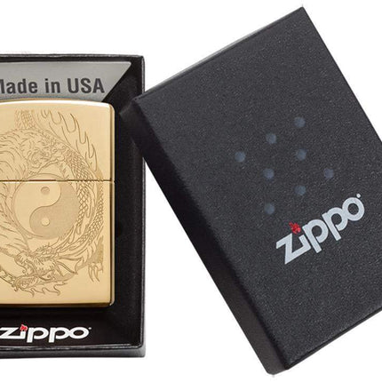 Zippo Ying Yang High Polished Lighter, Brass, One Size