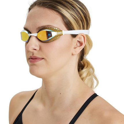 ARENA Cobra Core Swipe Mirror Unisex Adult Racing Swimming Goggles, Swimming Pool Goggles with Curved Mirror Lenses, Anti-Fog, UV Protection, 5 Interchangeable Nose Bridges