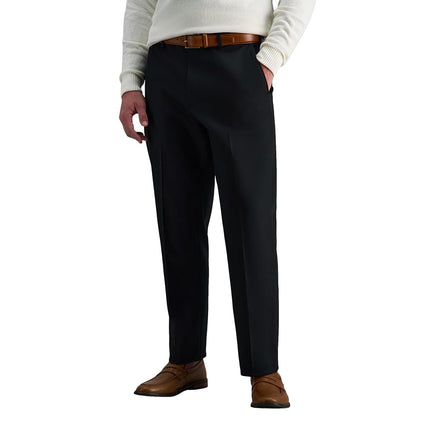 Haggar Men's Premium No Iron Khaki Straight Fit & Slim Fit Flat Front Casual Pant, Black, 34W x 30L