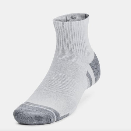 Calcetines de cuarto con amortiguación UA Performance Tech para hombre de Under Armour - Paquete de 6, Negro/Blanco/Gris, Grande