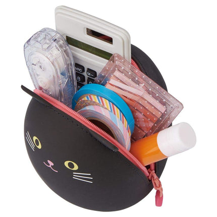 LIHITLAB PuniLabo Zipper Pouch, Egg-Shaped, 3.8" x 4.7", Calico Cat (A7783-7), Large: 1.3 x 4.7 x 3.8 inches