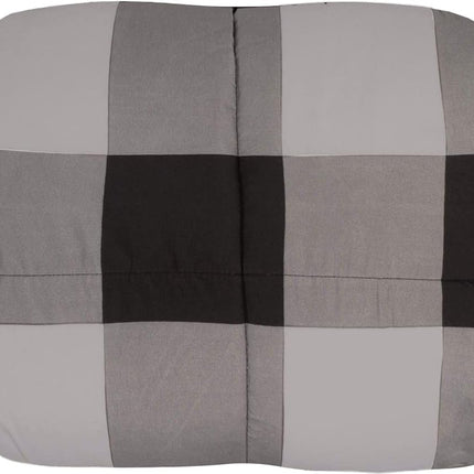 7 Piece Comforter Set Bag Solid Color All Season Soft Down Alternative Blanket & Luxurious Microfiber Bed Sheets, Queen, Buffalo Plaid Black/Gray