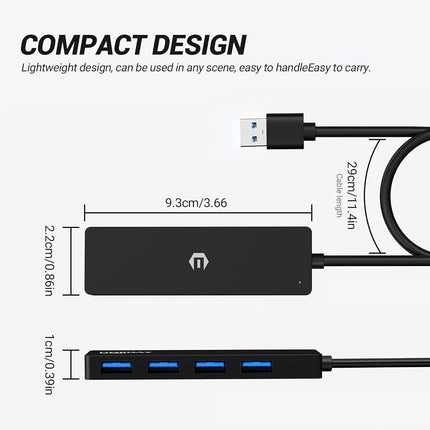 USB Hub by Tymyp Ultra Slim 4-Port USB 3.0 Splitter for Mac Pro/Air, Dell, HP, Surface Pro, Notebook PC, Tesla Model 3