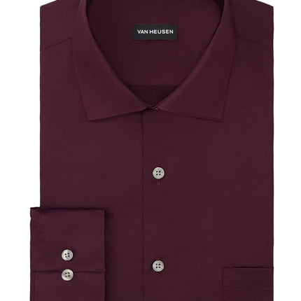 Van Heusen Men's Dress Shirt Regular Fit Flex Collar Stretch Solid, Hearth, 15" Neck 34"-35" Sleeve