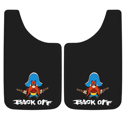 Plasticolor 000502R01 Yosemite Sam Back Off Easy Fit Mud Guard 11" - Set of 2,Multi-colored