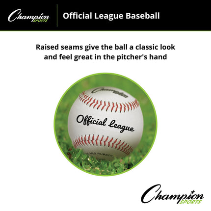 Champion Sports Leather Baseball Set: Dozen Indoor / Outdoor Genuine Leather Official League Baseballs for Practice Training or Real Game - OLB1 Pack of 12