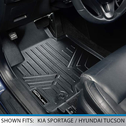 SMARTLINER Custom Fit All weather Floor Mats 2 Row Liner Set Black for 2020-2021 Hyundai Tucson