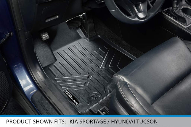 SMARTLINER Custom Fit All weather Floor Mats 2 Row Liner Set Black for 2020-2021 Hyundai Tucson