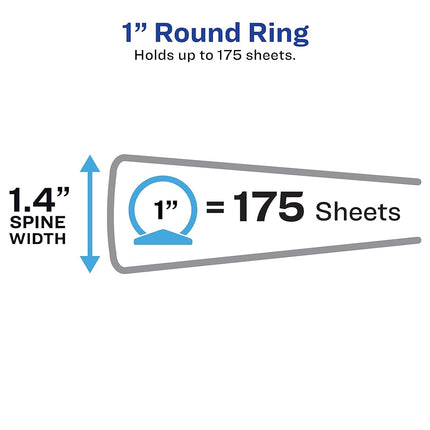Avery Flexi-View 3 Ring Binder, 1 Inch Round Rings, 1 Black Binder (17686)