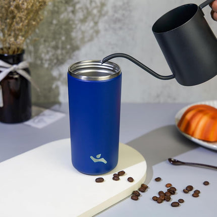 Konokyo Tumbler with Lid, 16 oz Travel Coffee Mug Double Wall Vacuum Stainless Steel Thermal Metal Cup Insulated Water Bottle,Sapphire