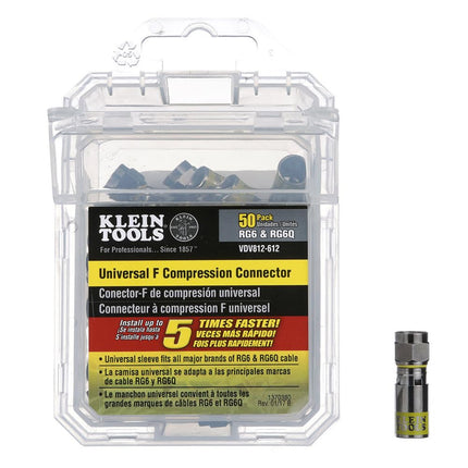 KLEIN TOOLS Universal F Compression Connectors RG6/6Q 50-Pack VDV812-612