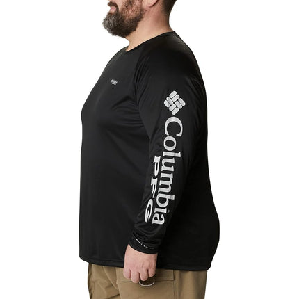 Columbia Men's Terminal Tackle Long Sleeve Shirt, Black/Cool Grey Logo, XL Tall