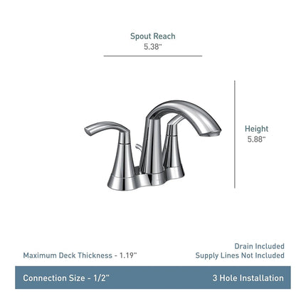 Moen Glyde Two-Handle High Arc Bathroom Faucet, Chrome (6172)