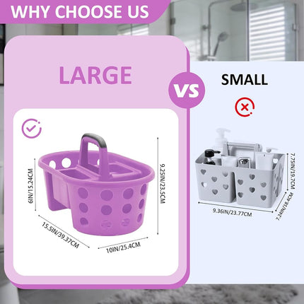 SIMPLYKLEEN Large Shower Caddy Portable 2PC - Made in USA Plastic Jumbo Size Dorm Storage Candy Tote with Handle Shower Organizer for Bathroom, Pantry, Kitchen, College Dorm, Purple