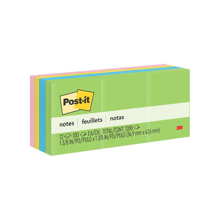 Post-it Notes Original Sticky Notes, 1.5" x 2", 12 Pads, 100 Sheets/Pad, Jaipur Colours