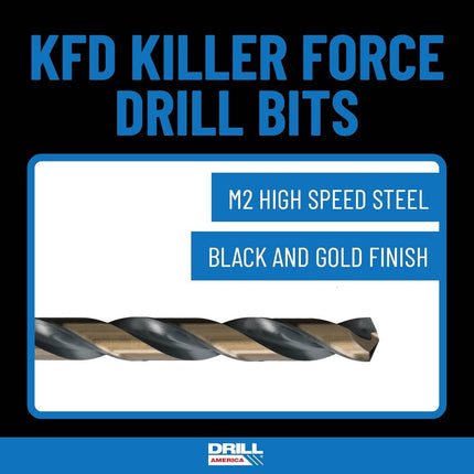 Drill America - KFD29J-PC 29 Piece Heavy Duty High Speed Steel Drill Bit Set with Black and Gold Finish in Round Case (1/16" - 1/2" x 64ths), KFD Series