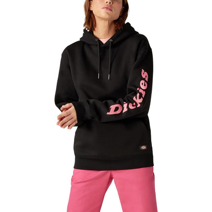 Sudadera con capucha y logo de trabajo para mujer, Dickies, Concienciación sobre el Cáncer de Mama, Tejido de punto negro, Talla pequeña