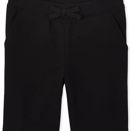 Pantalones Cortos de Rizo Francés Deportivos para Bebés y Niñas Pequeñas de The Children's Place, Negros Sencillos, Talla Mediana