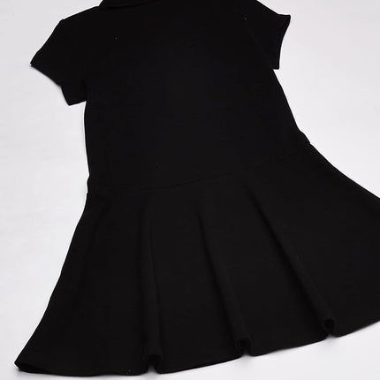 The Children's Place girls Short Sleeve Picque Polo Dress, Black Standard, Large US