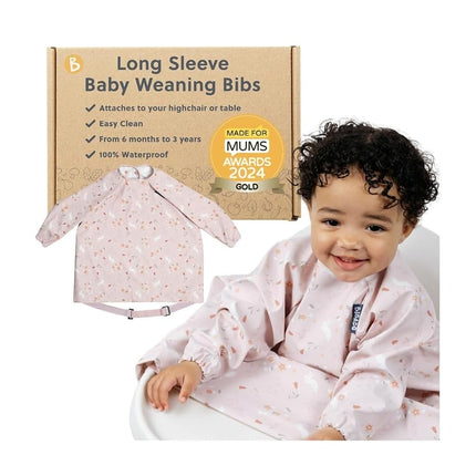BIBaDO Long Sleeve Waterproof Baby Bib, Botanical 