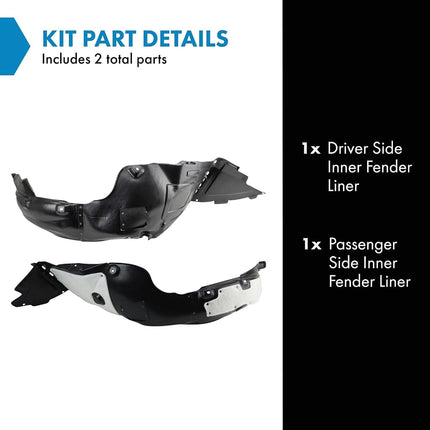 TRQ Inner Fender Liner Set Compatible with 2014 Hyundai Sonata