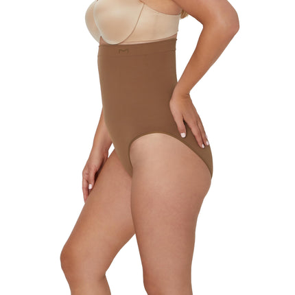 Maidenform Women's Seamless High Waist Shapewear, Soft & Lightweight Firm Control Shaping Brief, Bronzed Chestnut, XL