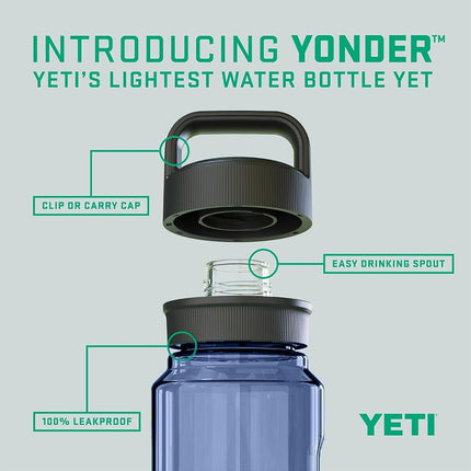YETI Yonder 1.5L/50 oz Water Bottle with Leakproof Yonder Chug Cap, Navy