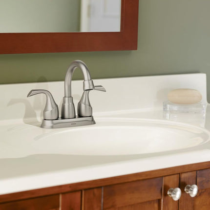 MOEN Idora 4 in. Centerset 2-Handle Bathroom Faucet in Spot Resist Brushed Nickel