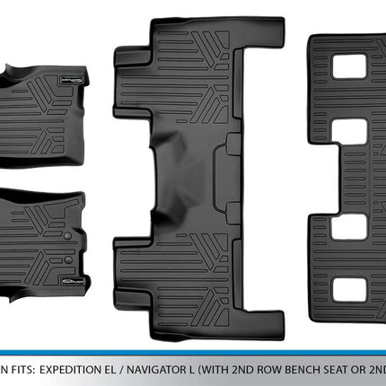 Tapis de sol MAXLINER 3 rangées noir pour Expedition EL/Navigator L 2011-2017 avec banquette ou console à la 2e rangée