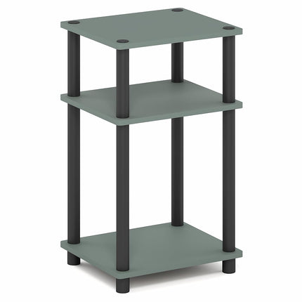 Furinno JUST Side Table, 3-Tier End Table, Open Shelves Night Stand, Bedside Table, Toolless Assembly, for Living Room, Bedroom, Sage Green