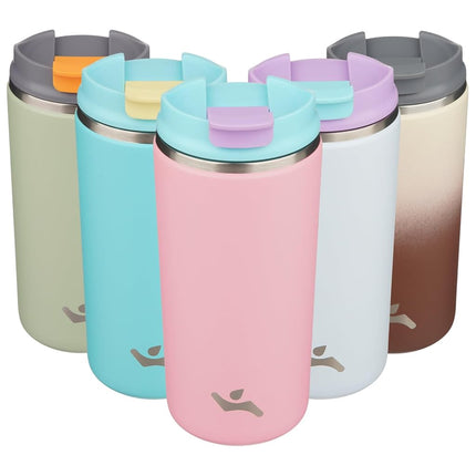 Konokyo Tumbler with Lid, 12 oz Travel Coffee Mug Double Wall Vacuum Stainless Steel Thermal Metal Cup Insulated Water Bottle,Pink