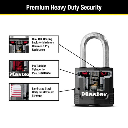 Master Lock Outdoor Key Lock, Heavy Duty Weatherproof Padlock with Cover, Keyed Alike Padlocks for Outdoor Use, 3 Pack, M115XTRILF