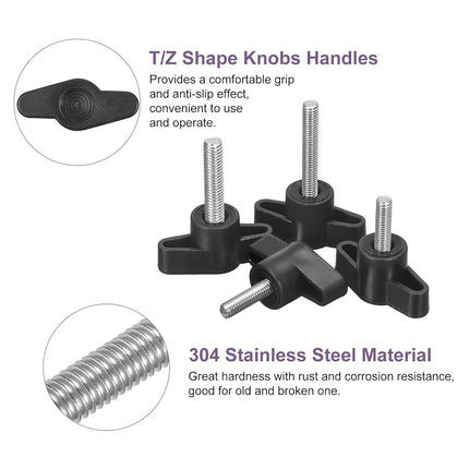 uxcell 10Pcs Clamping Screw Knob, M8 x 50mm Metric 304 Stainless Steel t Shaped Thumb Screws Handle for Quick Remove Hand Tightening Knob Replacement