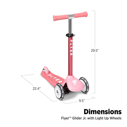 Kids Scooter, Toddler Scooter, Flyer Glider Jr. with Light Up Wheels, Pink, Radio Flyer Ride On Toys for Kids 2-5 Years Old, for Outdoor Riding