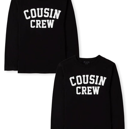 The Children's Place Boys' Family,mom,dad,sibiling Long Sleeve Graphic T-Shirts,multipacks, Cousin Crew Black 2-Pack, Large