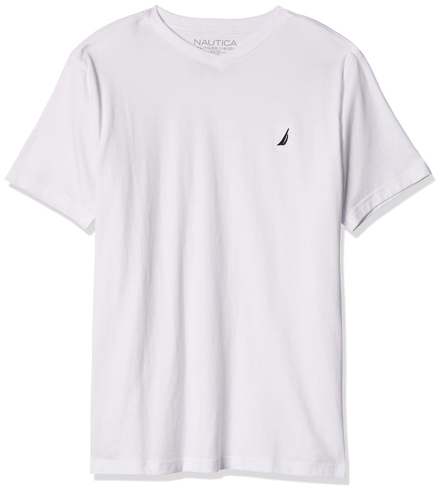 Nautica Boys' Short Sleeve Solid V-Neck T-Shirt, L