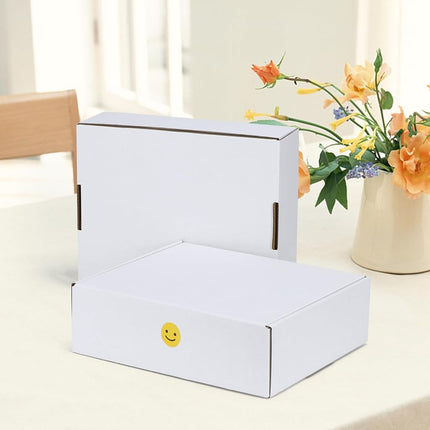 HORLIMER 10x8x3 inches Shipping Boxes Set of 25, White Corrugated Cardboard Box Literature Mailer, 25 Stickers Included