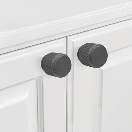 BUKOBYHE 10 Pack Matte Black Kitchen Cabinet Knobs - Black Knurled Drawer Knobs
