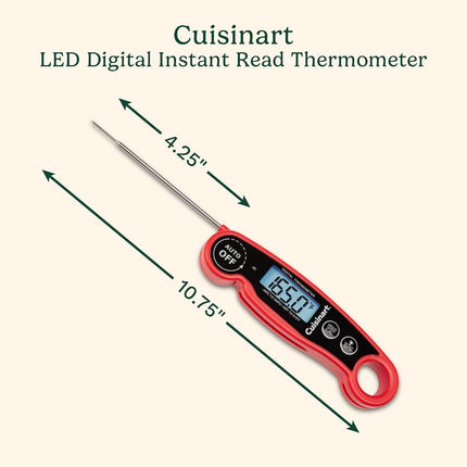 Cuisinart LCD Digital Instant Read Thermometer, Water Resistant Meat Thermometer for Home & Grill, Digital Grill Thermometer with Calibration & Backlight, Home Gadget, BBQ, Smoker, Oil Fry & Candy