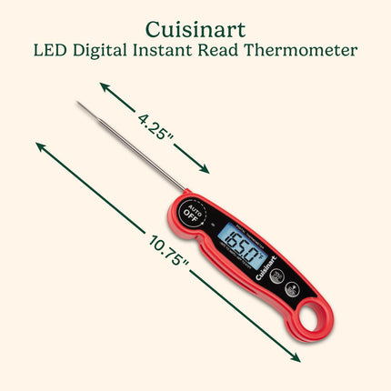 Cuisinart LCD Digital Instant Read Thermometer, Water Resistant Meat Thermometer for Home & Grill, Digital Grill Thermometer with Calibration & Backlight, Home Gadget, BBQ, Smoker, Oil Fry & Candy