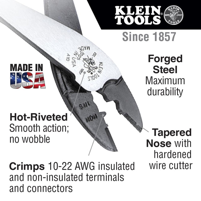 Klein 1005 Crimping and Cutting Tool for Insulated/Non-Insulated Terminals, Multi-Colour
