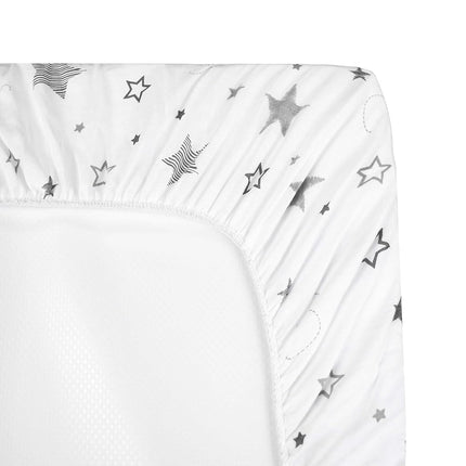 American Baby Company Printed 100% Natural Cotton Value Jersey Knit Fitted Pack N Play Playard Sheet, Super Stars, Soft Breathable, for Boys and Girls, 27 x 39 Inch (Pack of 1)