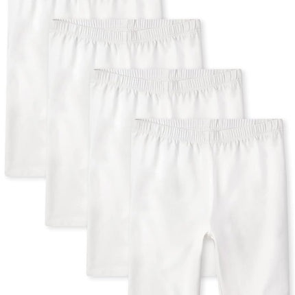 The Children's Place Girls' Solid Bike Shorts, White 4 Pack, XX-Large